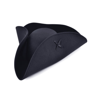 Pirate Tricorn Black Wool Felt Hat 1 BH653 MAD Fancy Dress