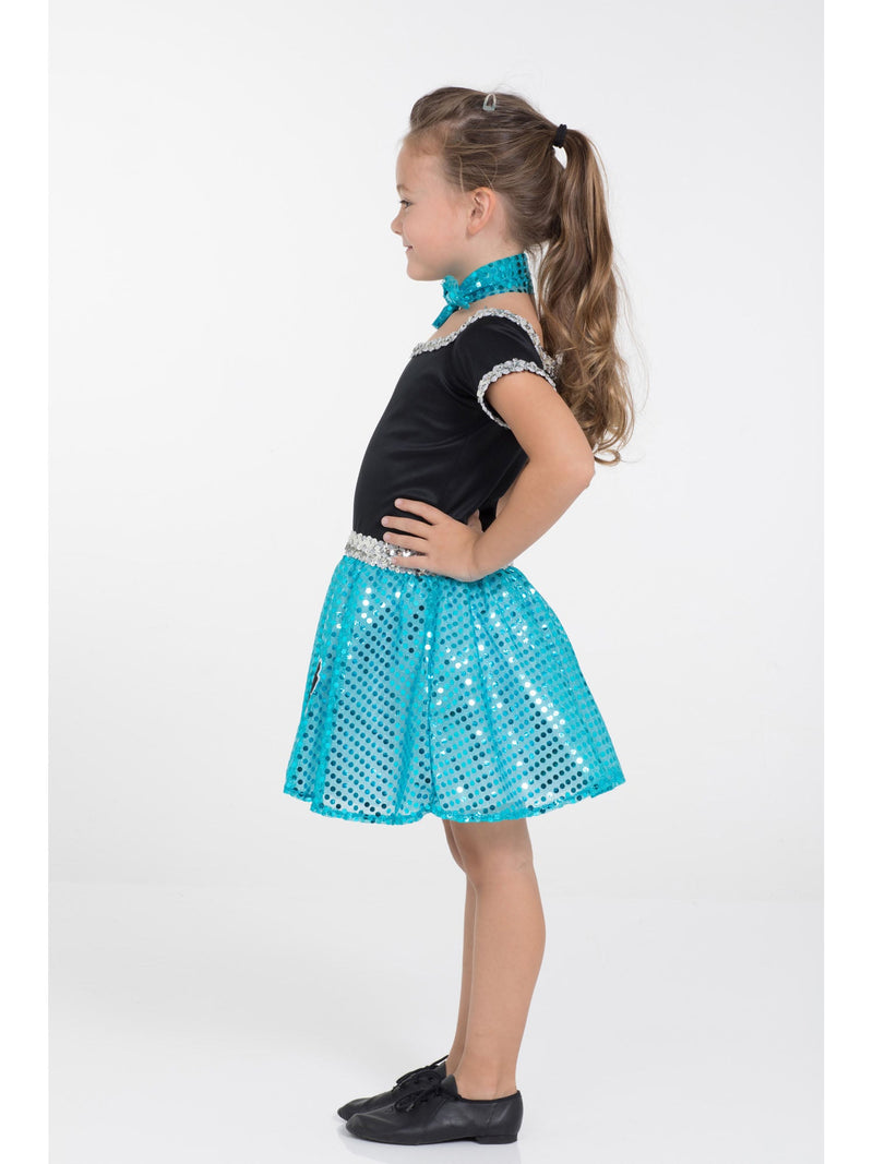 Rock and Roll Sequin Dress Turquoise Poodle Girl Costume