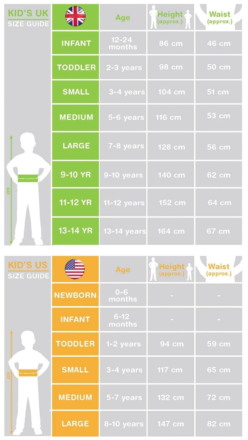 Size Chart Mary Nativity Child Costume