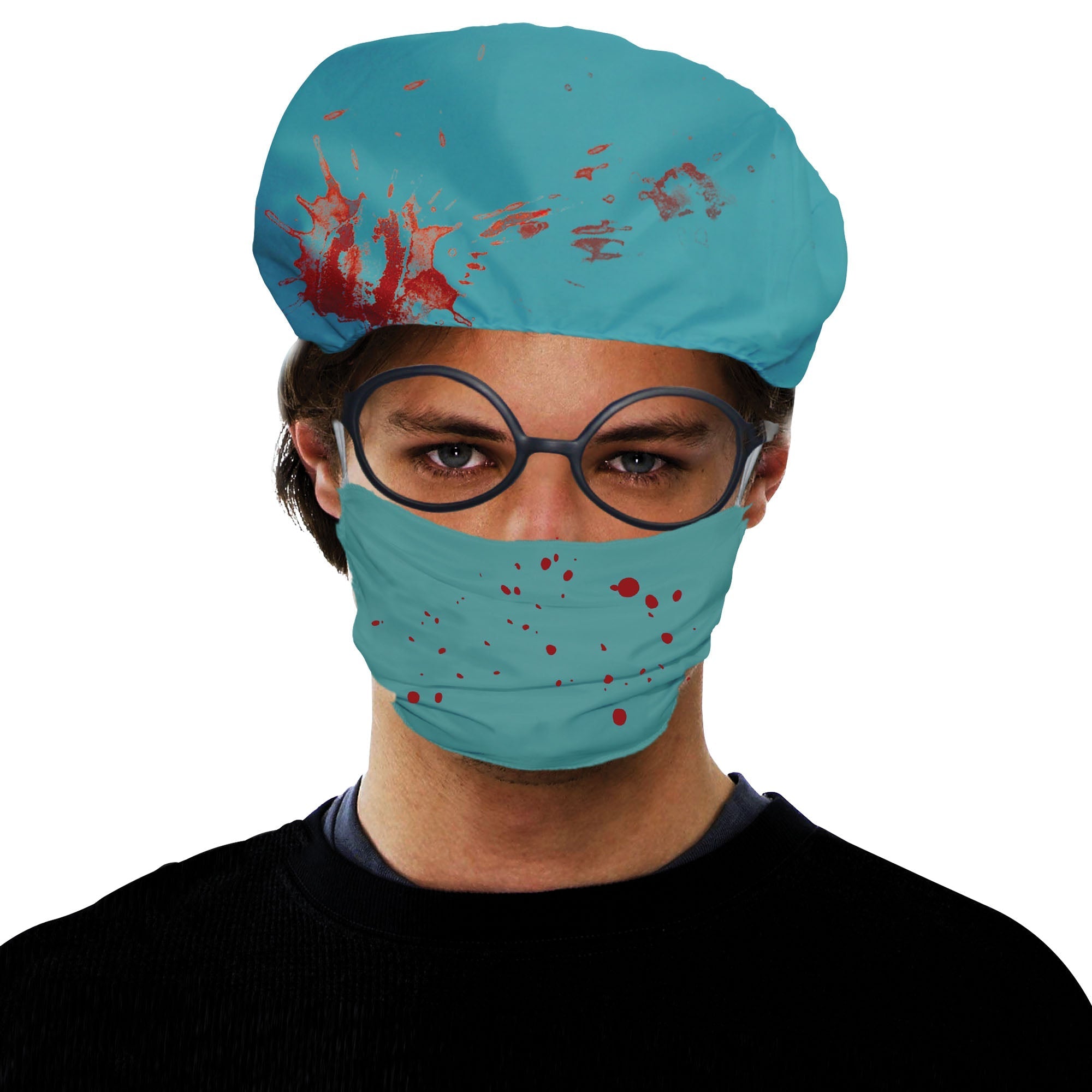 Mens Surgeon Set Bloody Hat + Face Mask Instant Disguises Male Mens Surgeon Set Bloody Hat + Face Mask Instant Disguises Male