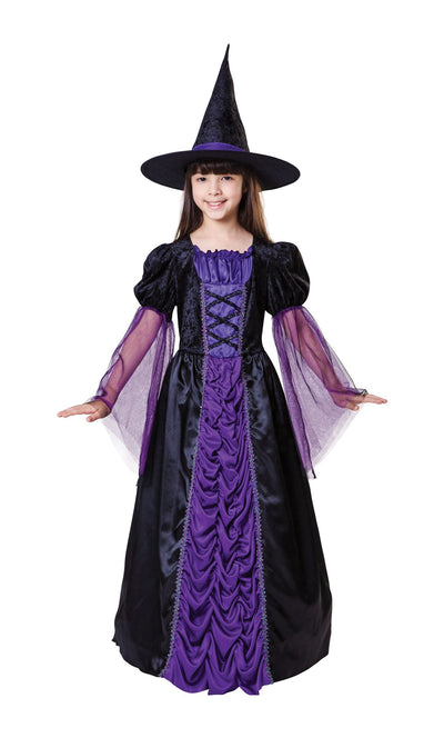 Princess Witch Black Purple Small Children's Costume Female To Fit Child Of Height 110cm 122cm_1