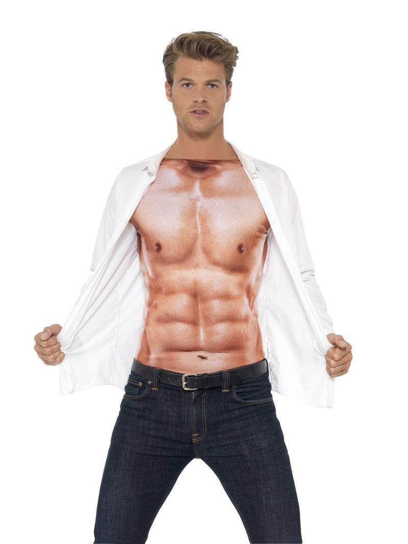 Realistic Muscle Top Adult Costume Long Sleeves Pink_3