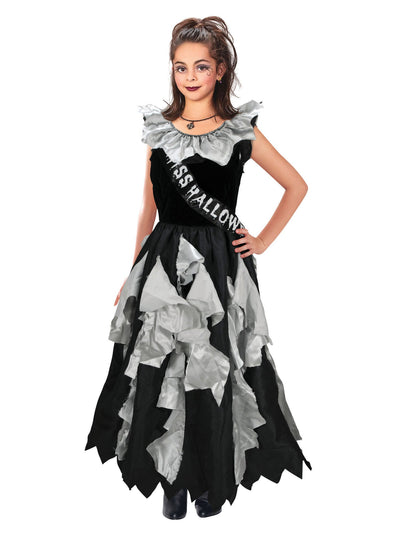 Zombie Prom Queen Girls Costume Dress with Sash_1