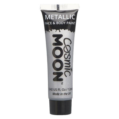 Cosmic Moon Metallic Face & Body Paint Silver Smiffys _1