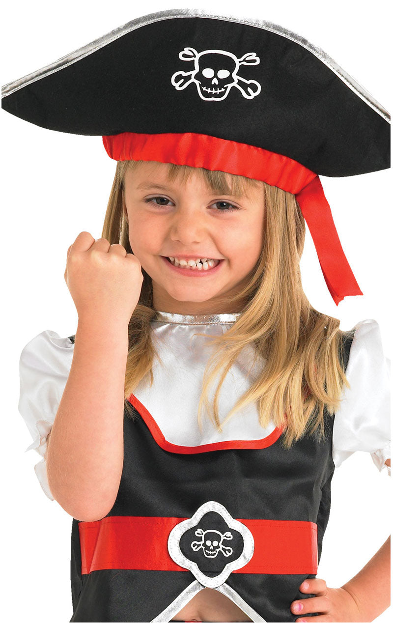 Girls Pirate Costume Skirt Top Hat