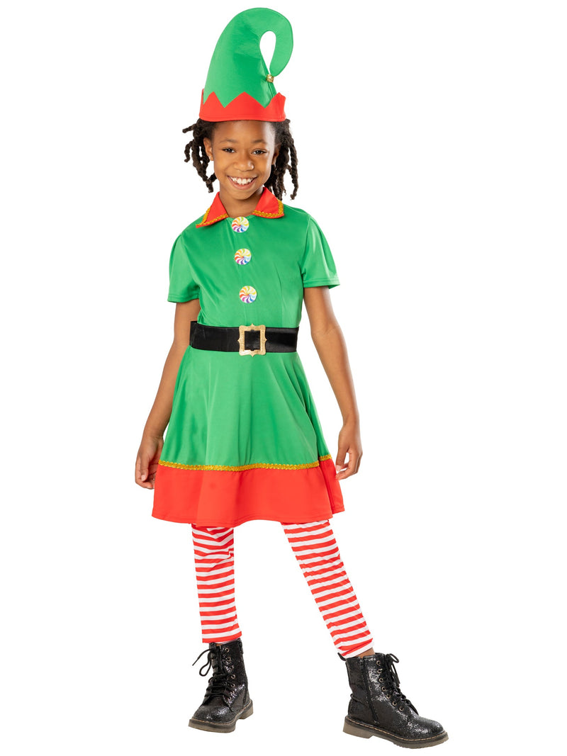 Kids Green Elf Dress Costume with Stockings and Hat