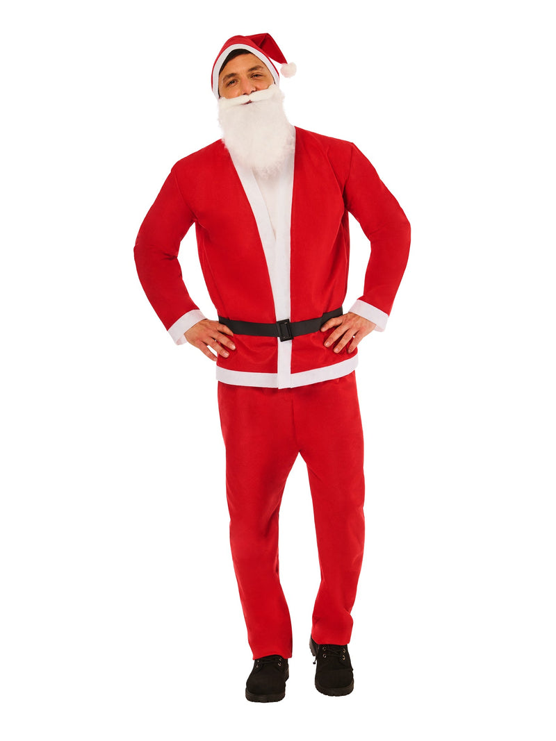 Santa Mens Top Trousers Belt Hat Beard Costume