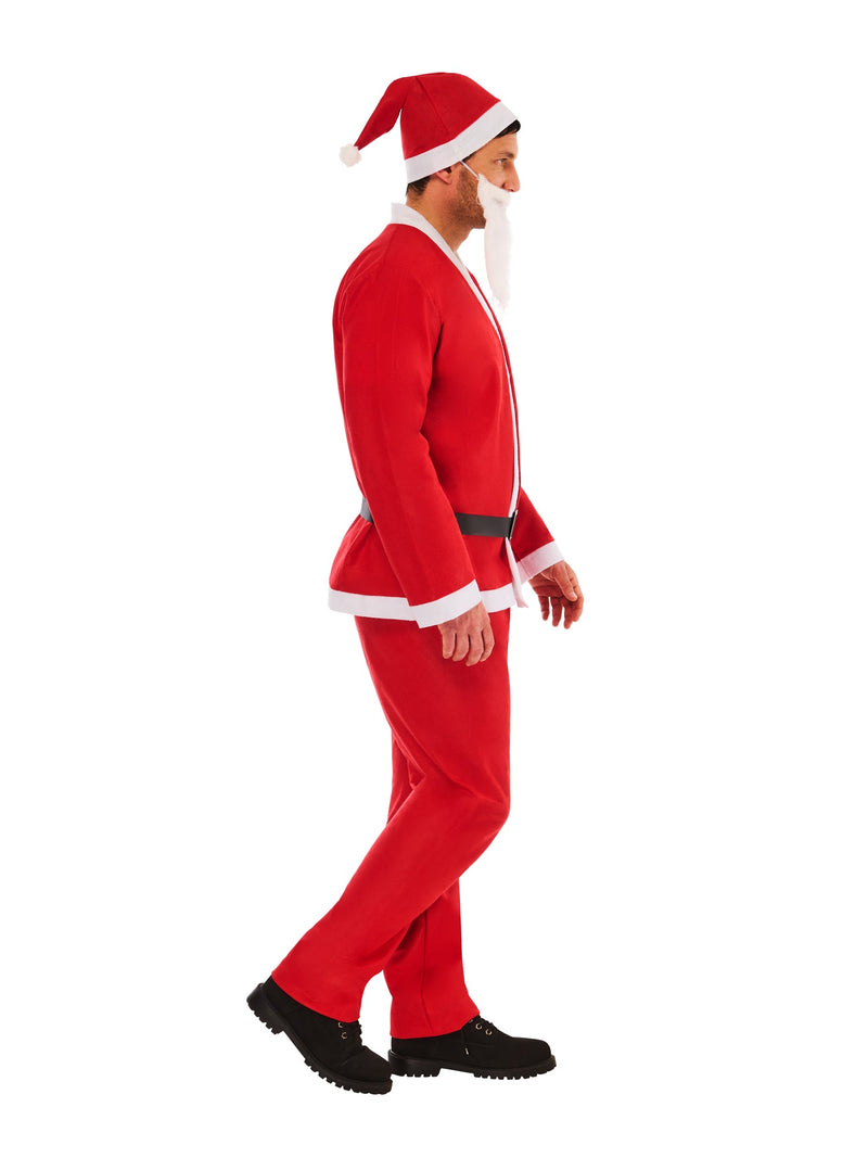 Santa Mens Top Trousers Belt Hat Beard Costume