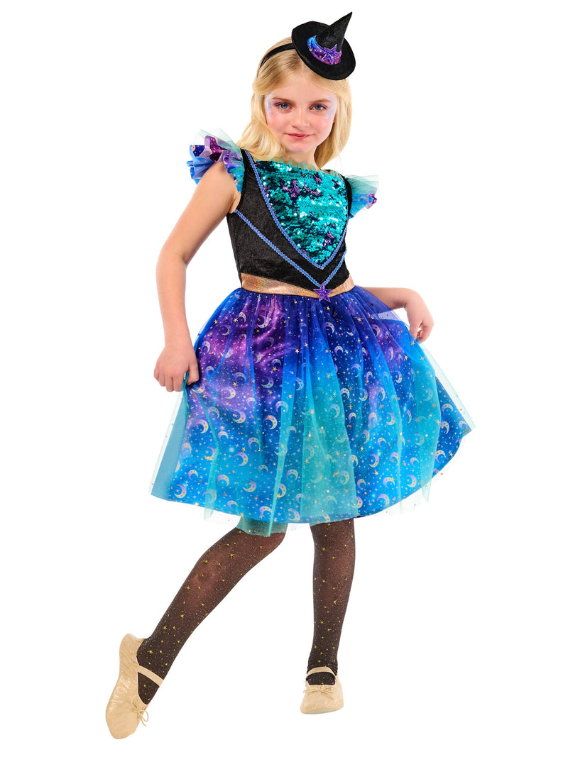 Cosmic Witch Costume Dress and Hat for Girls