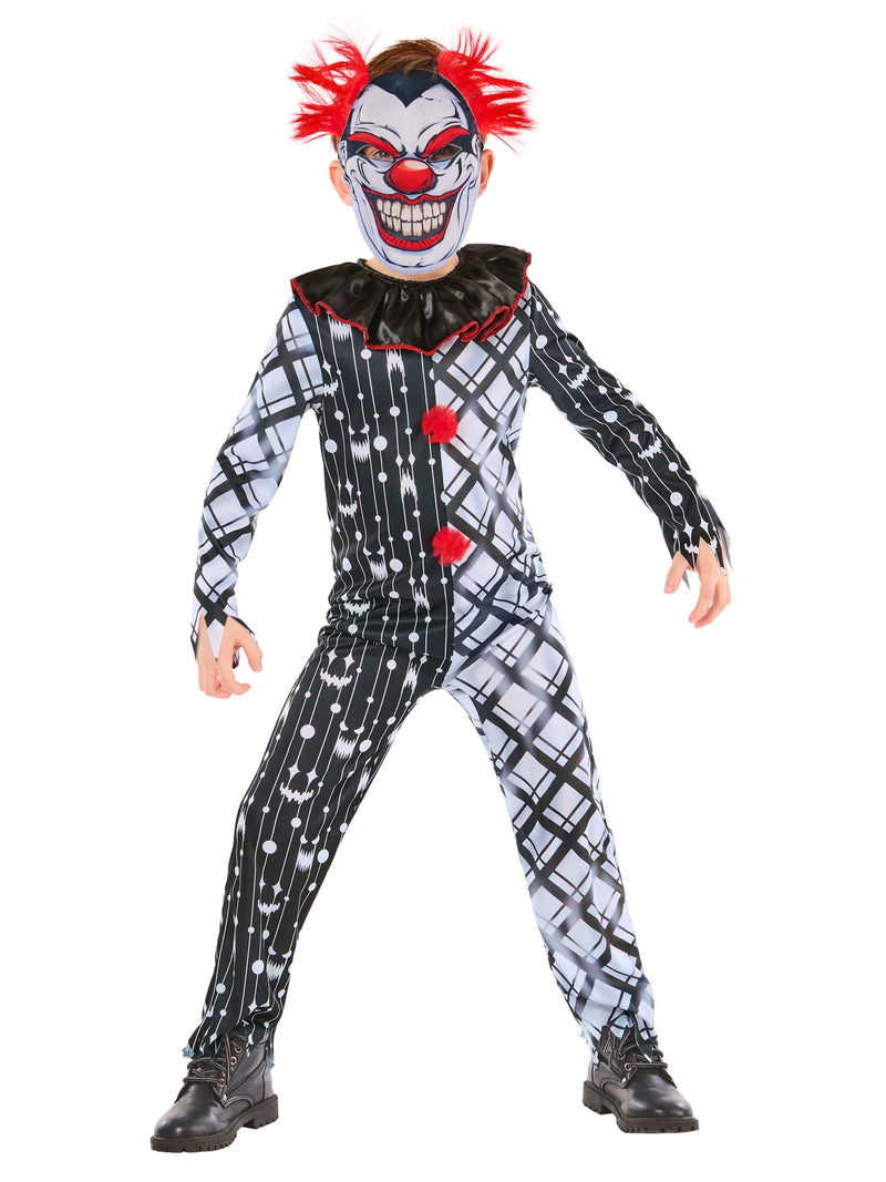 Monochrome Sinister Clown Suit Costume for Kids