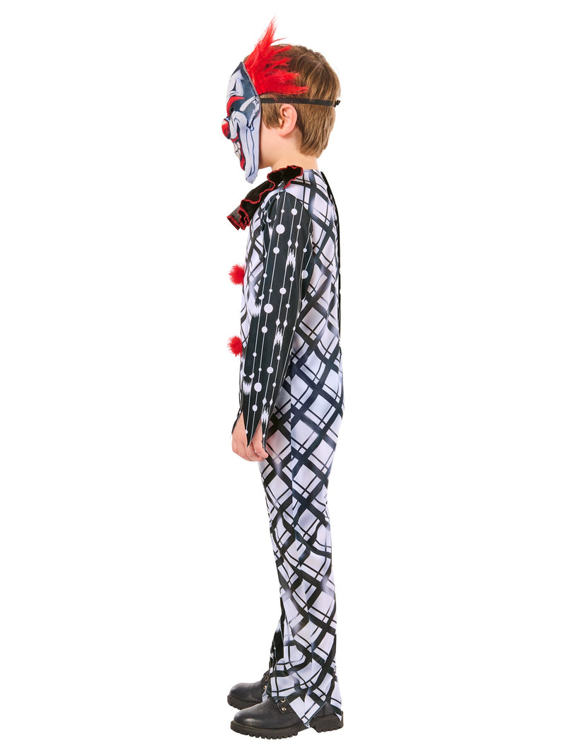 Monochrome Sinister Clown Suit Costume for Kids