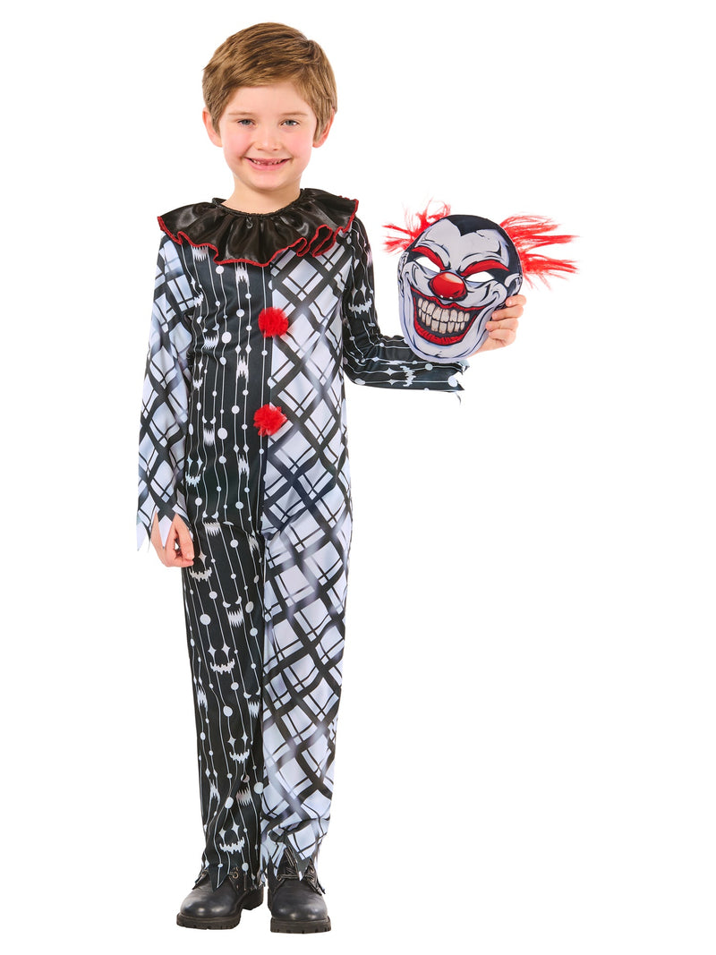 Monochrome Sinister Clown Suit Costume for Kids