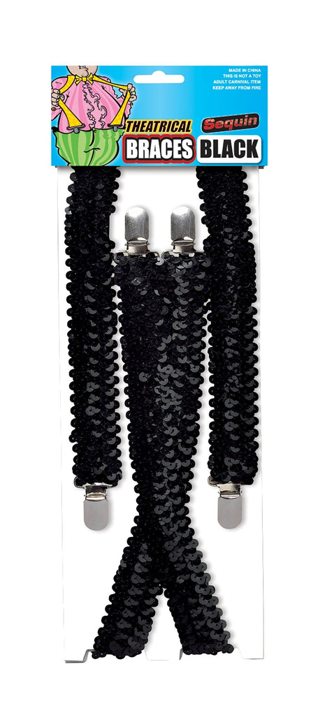 1920s Black Sequin Braces Costume Accessory BA1025 1920s Black Sequin Braces Costume Accessory BA1025
