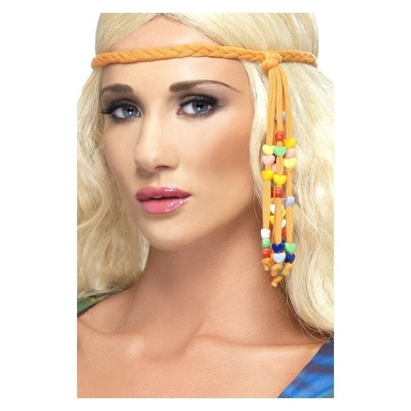 Size Chart 1960s Hippie Beaded Headband Adult Orange