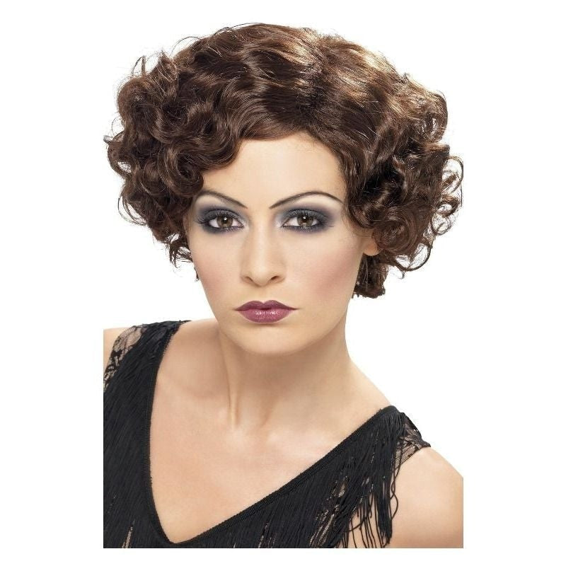 20s Flirty Flapper Wig Adult Brown Short Wavy_2