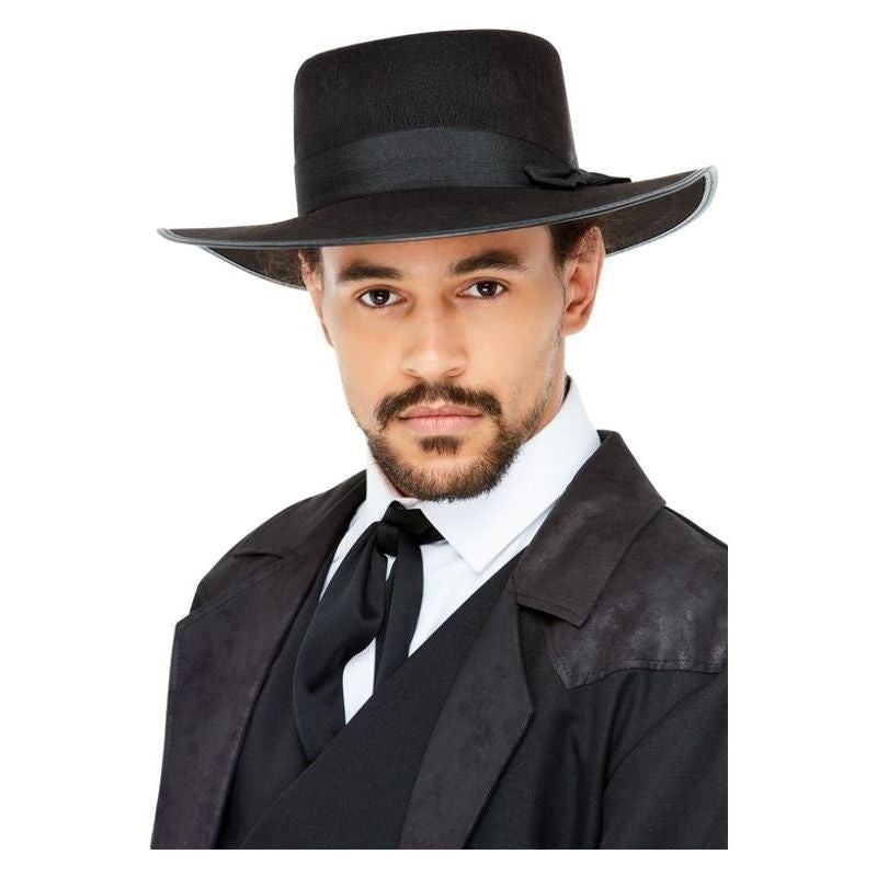 20s Wide Brim Fedora Hat Adult Black_1