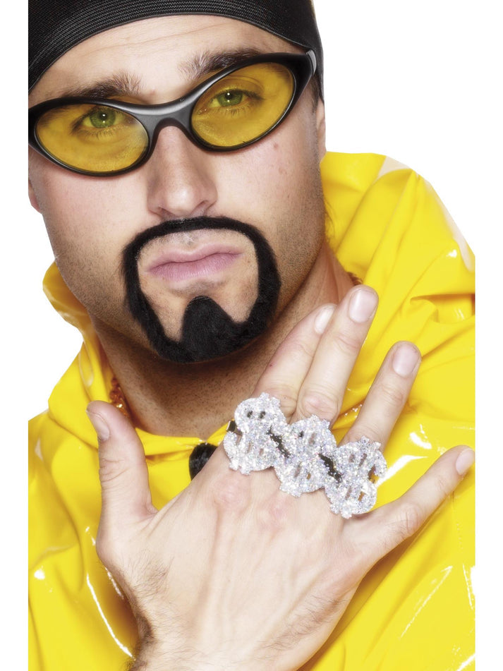 3 In 1 Dollar Rapper Ring Silver Adult Costume Accessory – Mad ...