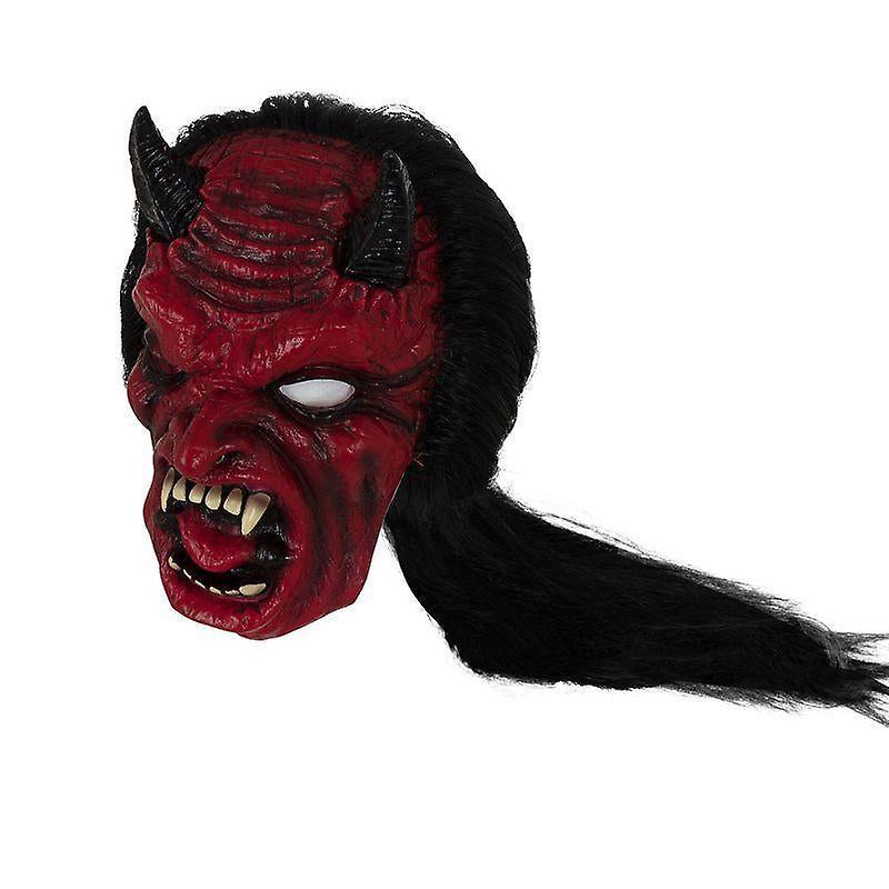 Red Devil Mask with Hair