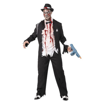 Zombie Gangster Costume Black Adult 1