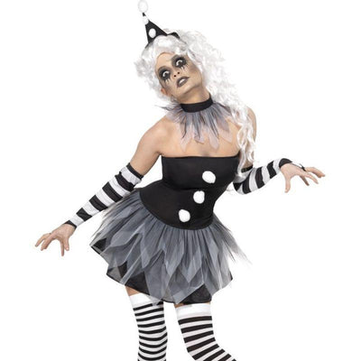 Sinister Pierrot Costume Adult Black White_1 sm-34226M