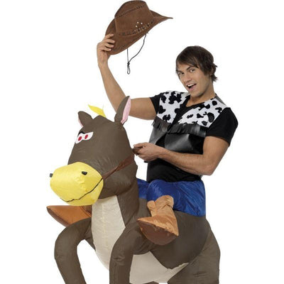 Ride Em Cowboy Inflatable Costume Adult Brown_1 sm-34514