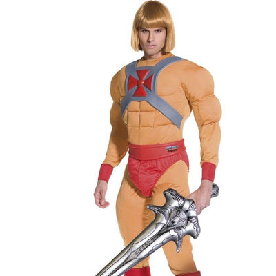 He Man Prince Adam Muscle Costume Adult Orange Red Silver 1 MAD Fancy Dress