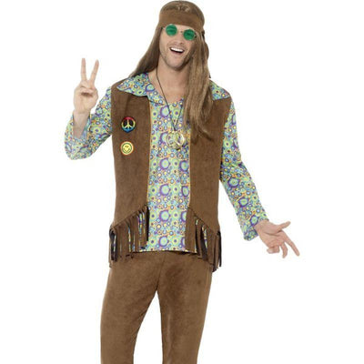 60s Hippie Costume With Trousers Top Waistcoat Adult Multi_1 sm-43126s