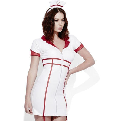 Fever Role Play Nurse Wet Look Costume Adult White_1 sm-43499M