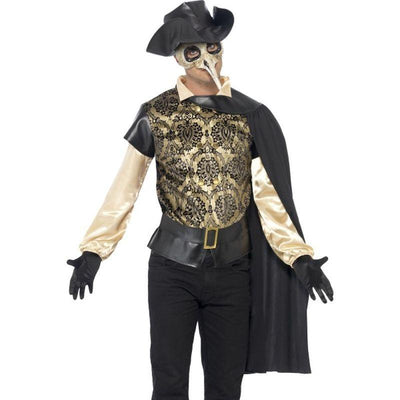 Plague Doctor Costume Adult Black Gold_1 sm-43742M
