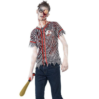 Zombie Baseball Player Costume Kids White Black_1 sm-44334S