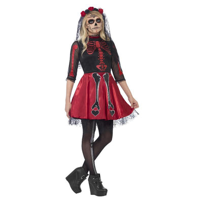 Day Of The Dead Diva Costume Black Teen_1 sm-44342S