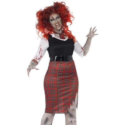 Curves Zombie School Girl Costume Adult Black Red_1 sm-44350L