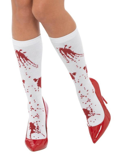 Blood Splatter Socks Adult White_1 sm-44773