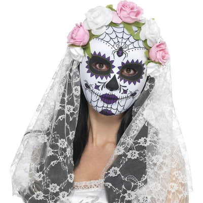 Day Of The Dead Bride Mask Full Face Adult White_1 sm-44899
