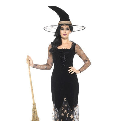 Deluxe Moon & Stars Witch Costume Adult Black_1 sm-45110l