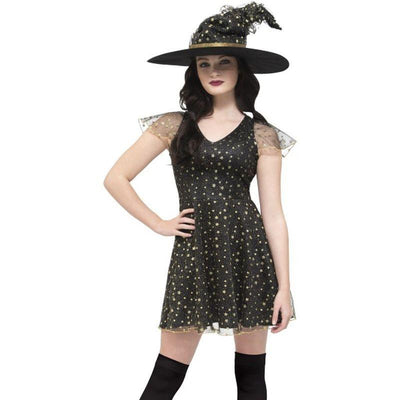 Fever Moon & Stars Witch Costume Adult Black Gold_1 sm-45131m