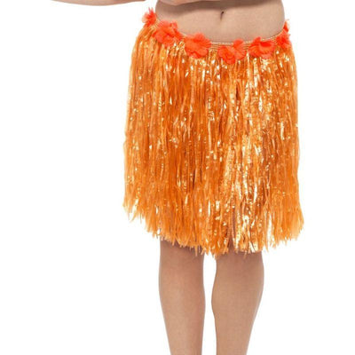 Hawaiian Hula Skirt With Flowers Adult Neon Orang_1 sm-45552