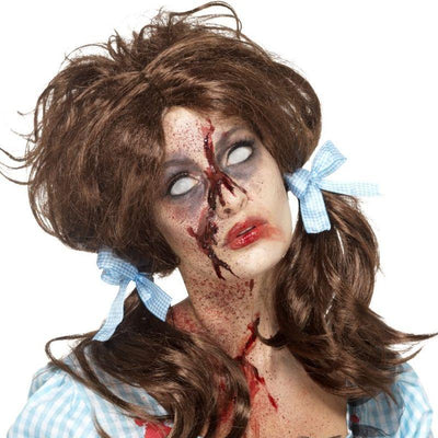 Zombie Bloody Country Girl Wig Adult Brown_1 sm-46857