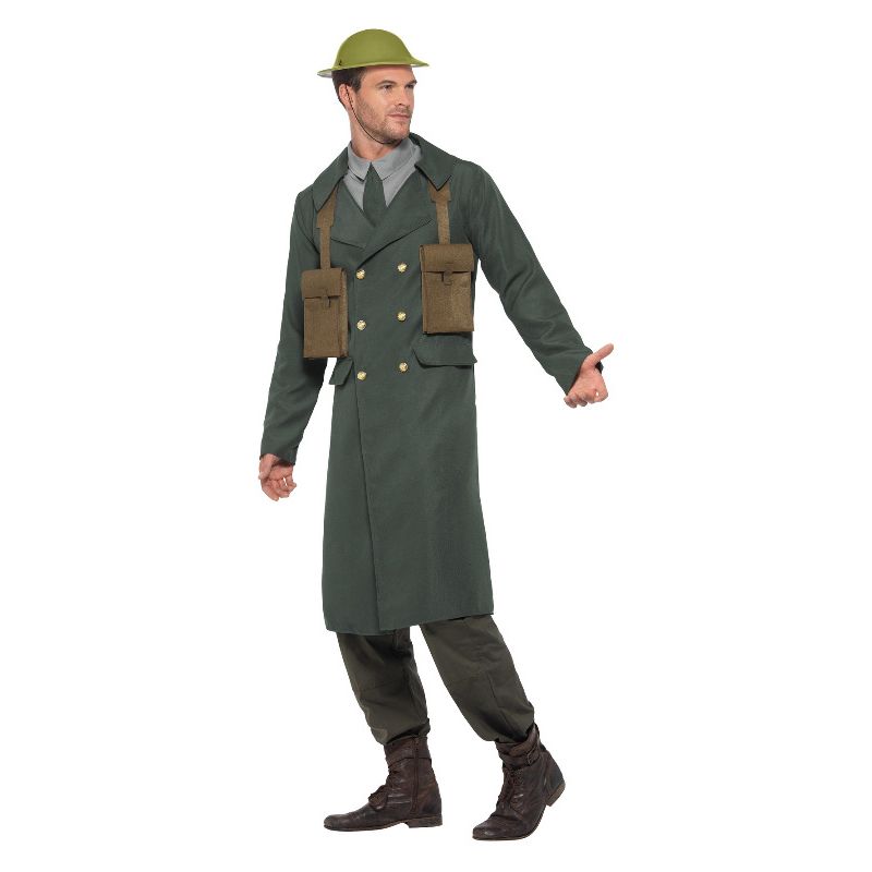 WW2 British Office Costume with Trench Coat Gree Adult 3