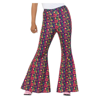 60s Psychedelic CND Flared Trousers Ladies Multi Adult Size Chart