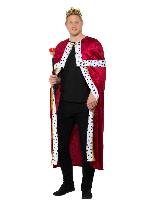 Royal Cloak Red Robe with Crown and Staff