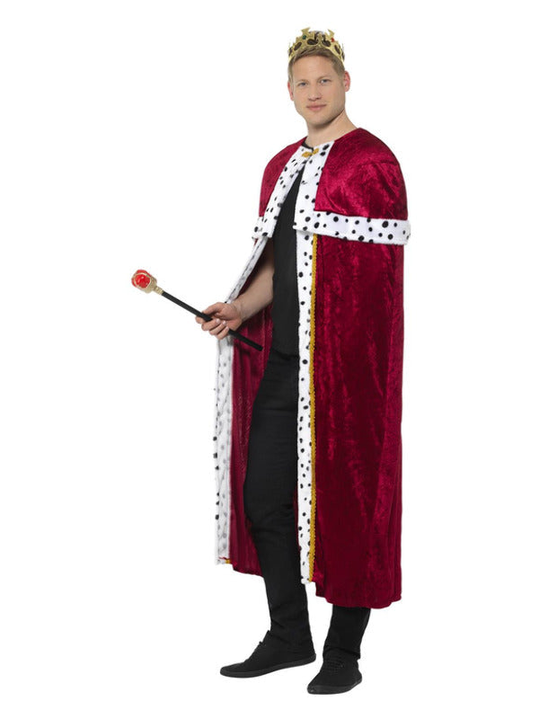 Royal Cloak Red Robe with Crown and Staff