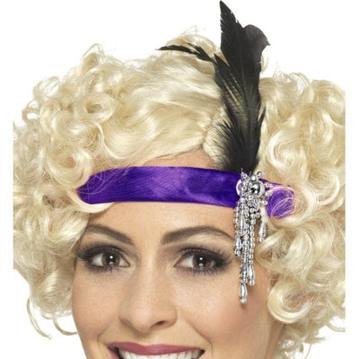 Purple Satin Charleston Headband Adult Purple_1 sm-48071