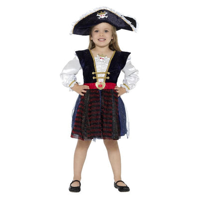 Deluxe Glitter Pirate Girl Costume Blue Child 1