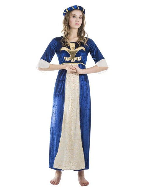 Medieval Lady Costume Blue Dress and Headpiece