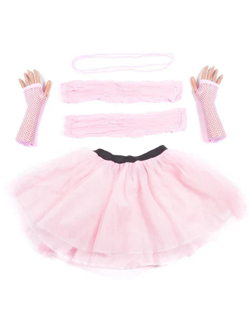 Baby Pink Tutu with Necklace Legwarmers and Fishnet Gloves