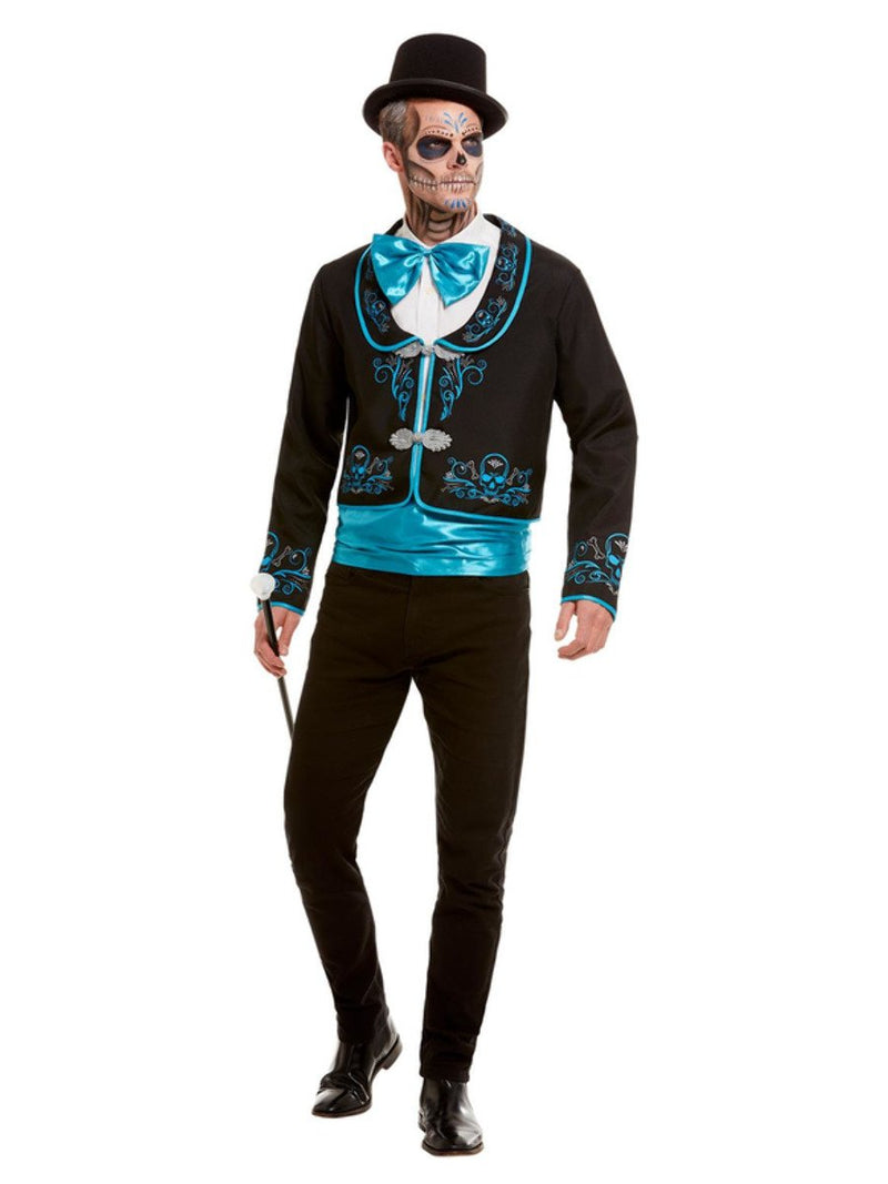 Day Of The Dead Costume Adult Black with Blue