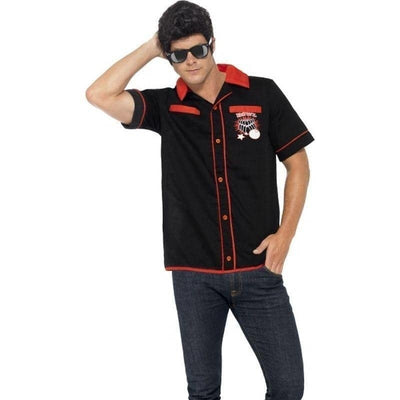 50s Bowling Shirt Adult Black_1