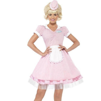 50s Diner Girl Costume Adult Pink 1 sm-43183M MAD Fancy Dress
