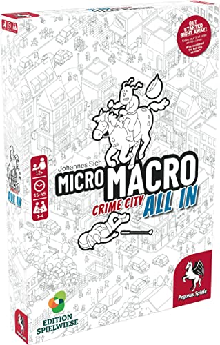 MicroMacro: Crime City 3: All in – Board Game by Pegasus Spiele - 1-4 Players – Board Games for Family – 15-45 Minutes of Gameplay – Games for Game Night – Teens and Adults Ages 14+ - English Version